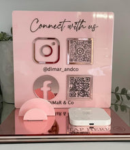 Load image into Gallery viewer, Multi QR Code Instagram Facebook Website TikTok Business Social Media Sign