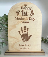 Load image into Gallery viewer, FIRST MOTHER&#39;S DAY PLAQUE WITH BABY&#39;S FOOTPRINTS/HANDPRINTS - B’Spoke Laser Works
