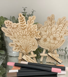Bunch of engraved flowers with tag - B’Spoke Laser Works