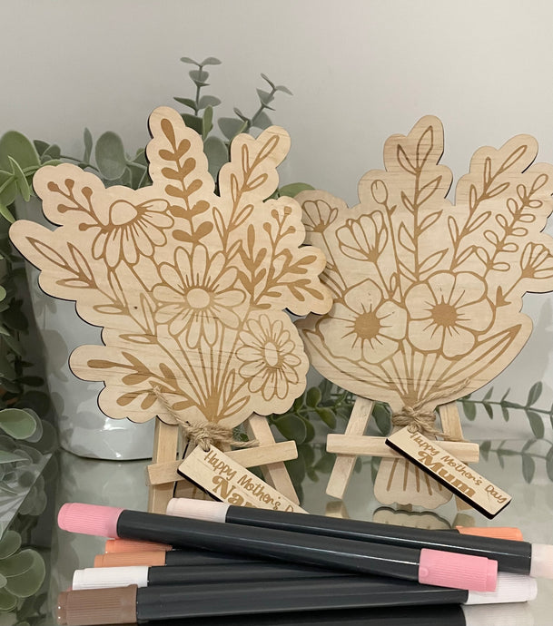 Bunch of engraved flowers with tag - B’Spoke Laser Works