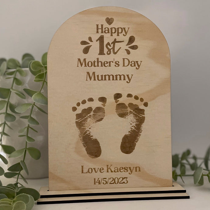 FIRST MOTHER'S DAY PLAQUE WITH BABY'S FOOTPRINTS/HANDPRINTS - B’Spoke Laser Works