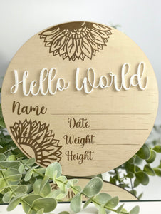 Personalised Birth Announcement Sunflower - B’Spoke Laser Works