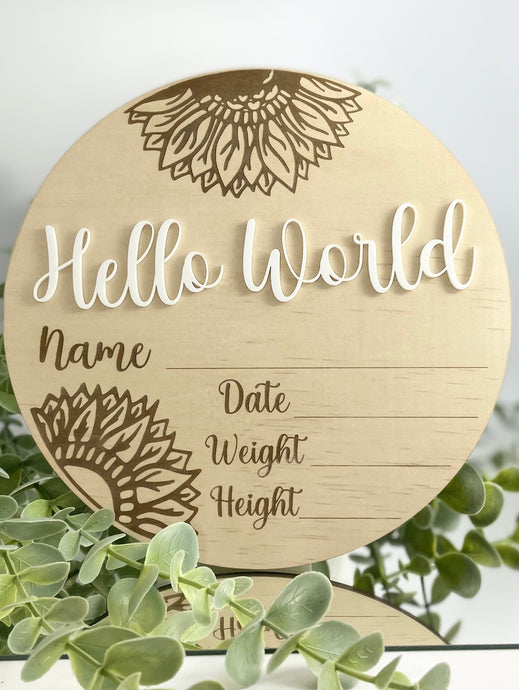 Personalised Birth Announcement Sunflower - B’Spoke Laser Works