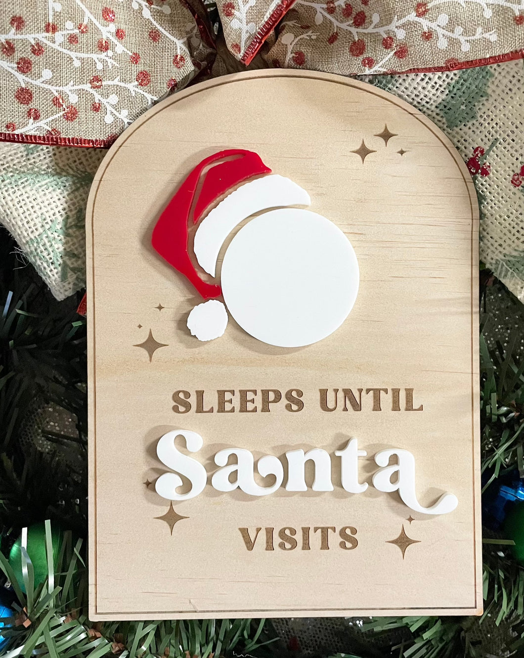 Santa Hat Christmas Countdown Arch hanging plaque - B’Spoke Laser Works