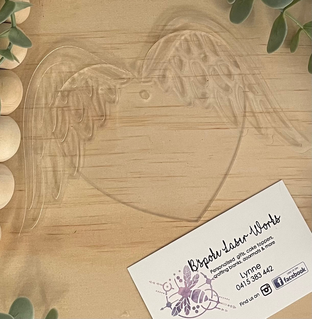 Christmas Memorial heart with wings - B’Spoke Laser Works