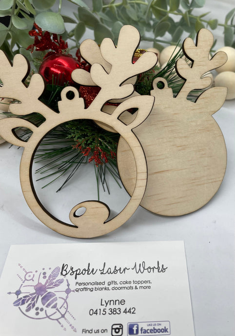 Christmas Ply Reindeer baubles - B’Spoke Laser Works