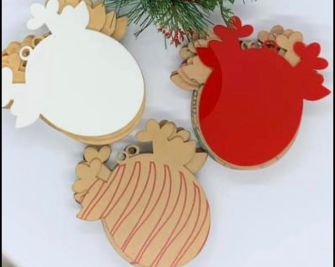 Christmas Reindeer head baubles - B’Spoke Laser Works